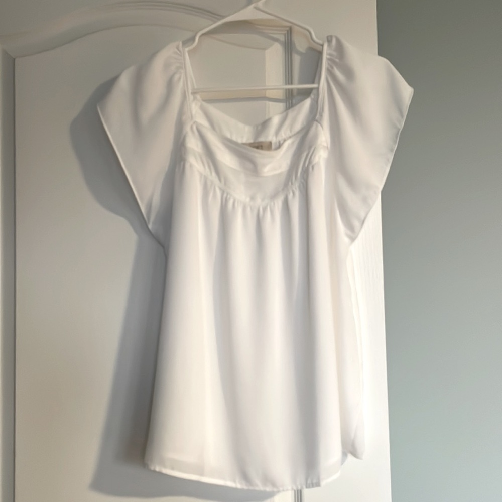 LOFT White Lined Top Size M Medium